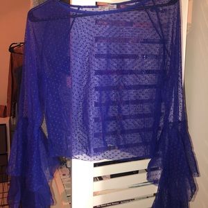 Long ruffled bell sleeve sheer top!